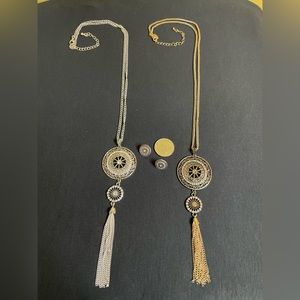 Necklaces (2) Glitzy With Tassel & Earrings (1)